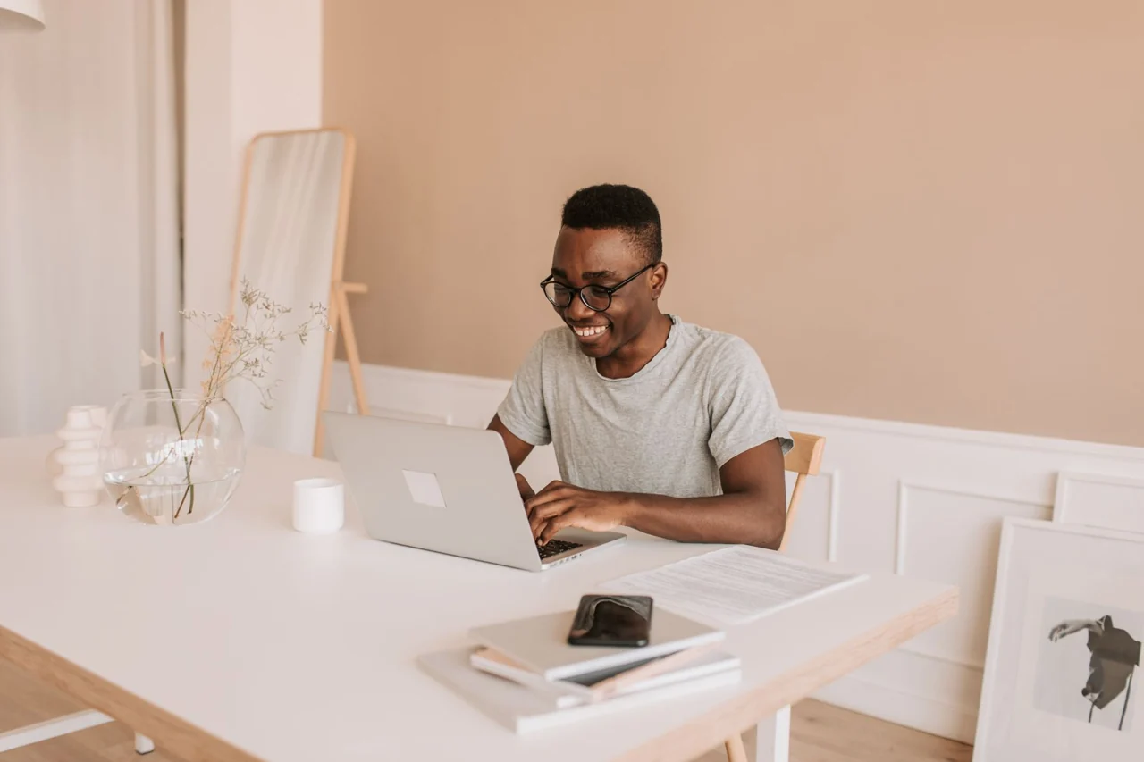 A person enjoying work on a personal project at home.
